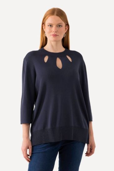 Picture of Pulover s otvorima na prednjoj strani - navy plava