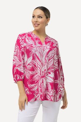 Picture of Bluza 3/4 rukavi s cvjetnim printom - Plava tamna