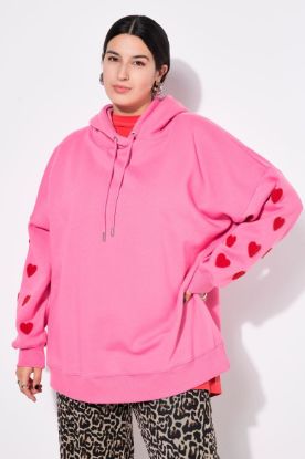 Picture of Majica dugih rukava s printom srca - pink tamna