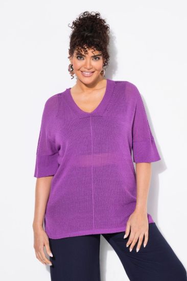 Picture of Pulover polu rukava V ovratnika - multi pink