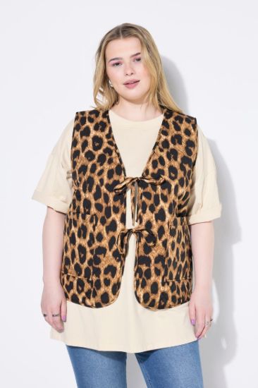 Picture of Prsluk s leopard uzorkom - tamno bež