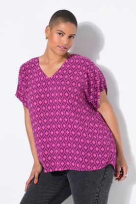 Picture of Bluza kratkih rukava V ovratnika - pink tamna