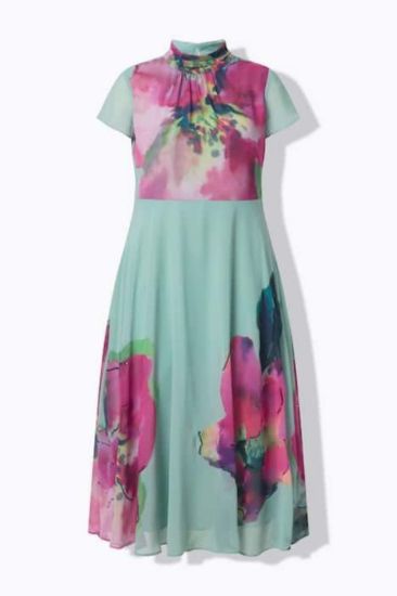 Picture of Haljina elegantna maxi s povišenim ovratnikom - multi pink