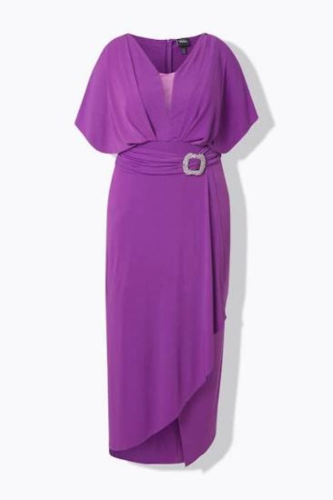 Picture of Haljina svečana maxi kratkih rukava V izreza - multi pink