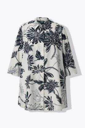 Picture of Bluza elegantna 3/4 rukava dužeg A kroja - siva beage multi
