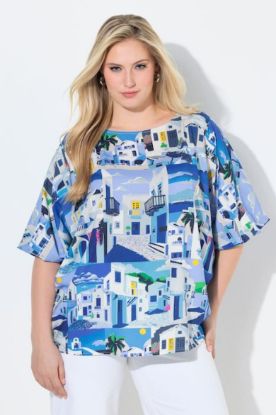 Picture of Bluza 3/4 rukava šireg kroja santorini - Svijetlo petrolej plava