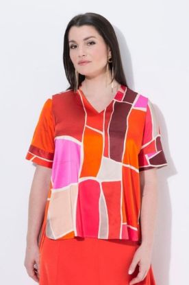 Picture of Bluza kratkih rukava V ovratnika - neon crvena