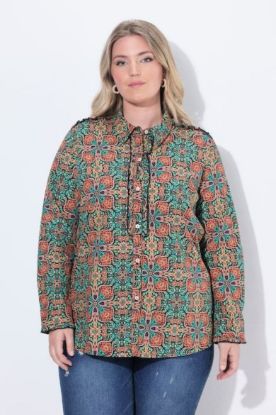 Picture of Bluza dugih rukava s kragnom i cvjetnim uzorkom